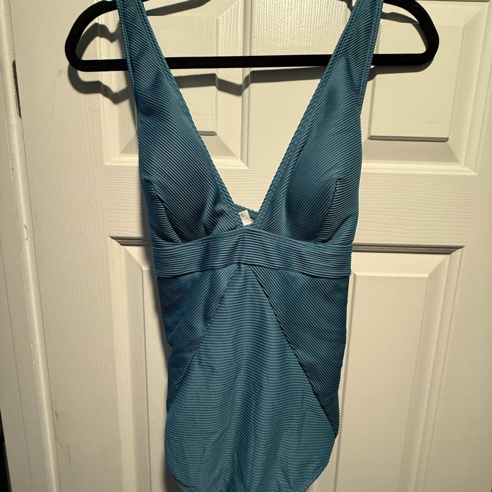 Teal V-Neck Swimsuit